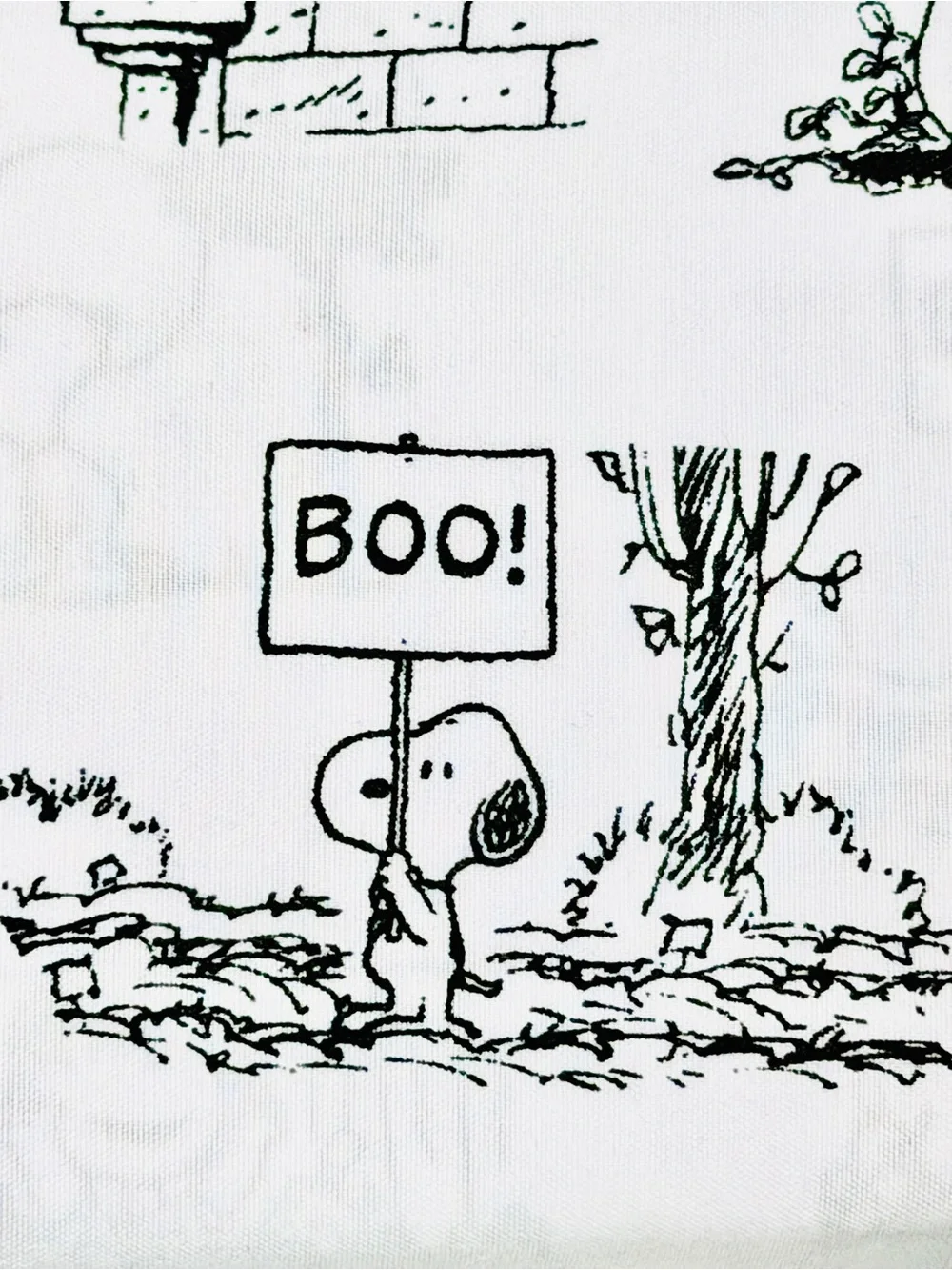 Peanuts Snoopy Charlie Brown Halloween Black White Pumpkin Patch Full Sheet